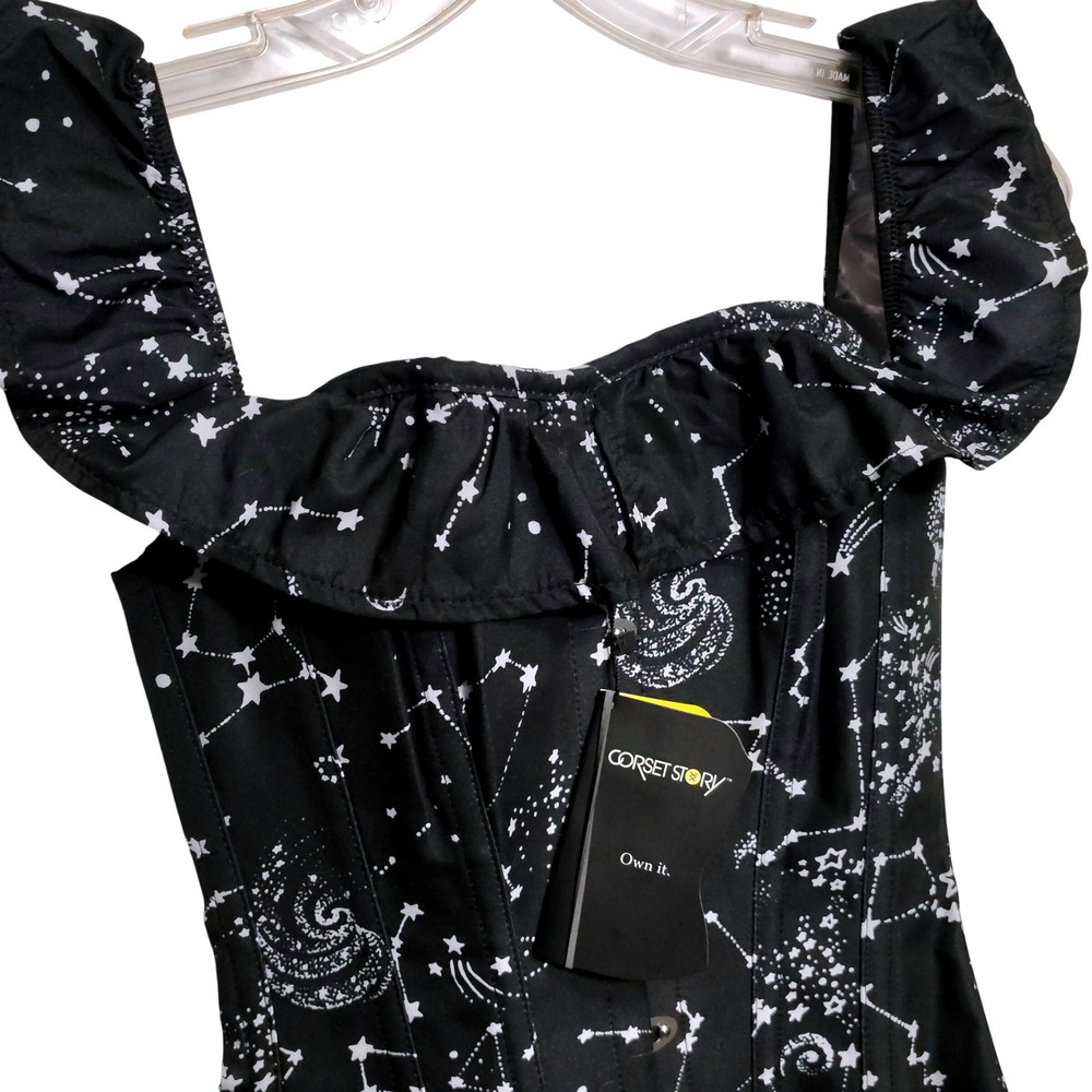 Corset Story Constellation Stars Print Off Shoulder Corset Top UK8 US4 NWT